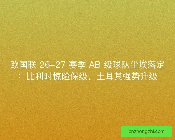欧国联 26-27 赛季 AB 级球队尘埃落定：比利时惊险保级，土耳其强势升级