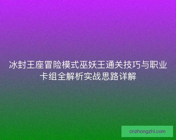 冰封王座冒险模式巫妖王通关技巧与职业卡组全解析实战思路详解
