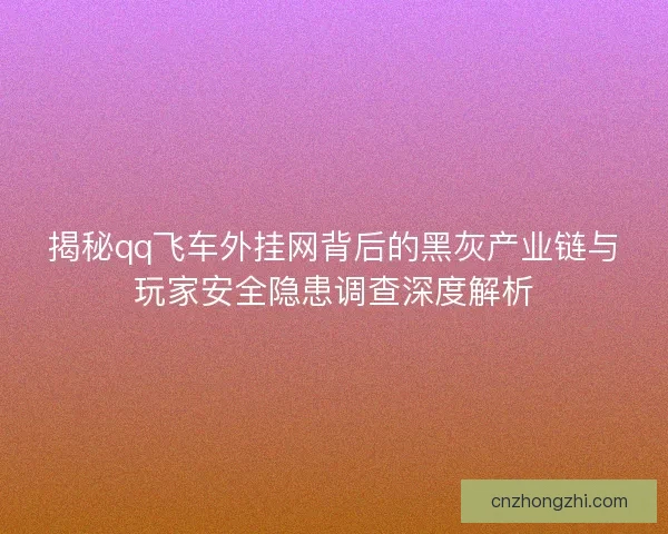 揭秘qq飞车外挂网背后的黑灰产业链与玩家安全隐患调查深度解析