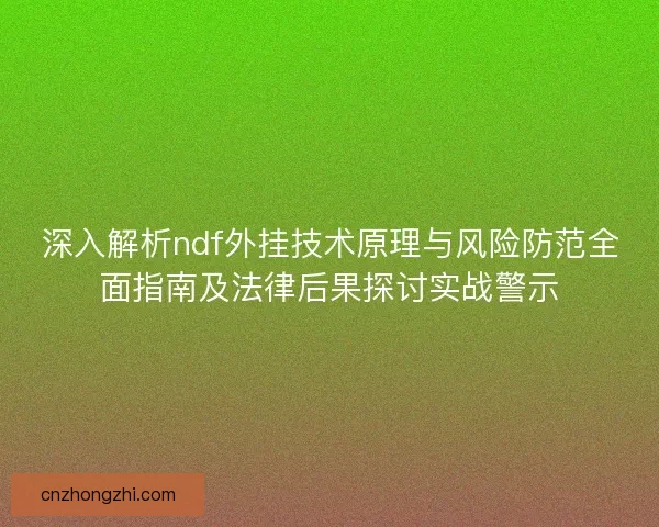深入解析ndf外挂技术原理与风险防范全面指南及法律后果探讨实战警示