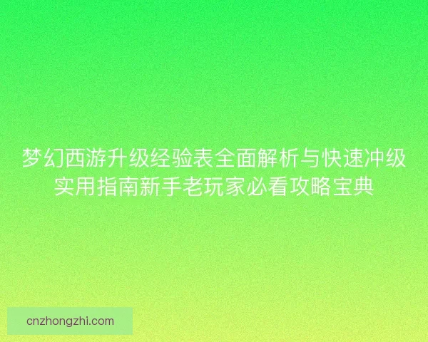 梦幻西游升级经验表全面解析与快速冲级实用指南新手老玩家必看攻略宝典