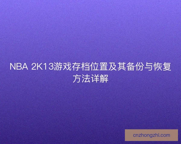 NBA 2K13游戏存档位置及其备份与恢复方法详解
