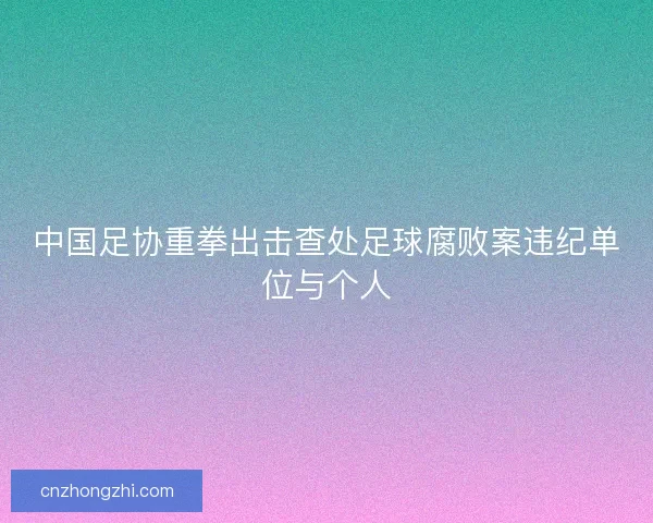 中国足协重拳出击查处足球腐败案违纪单位与个人